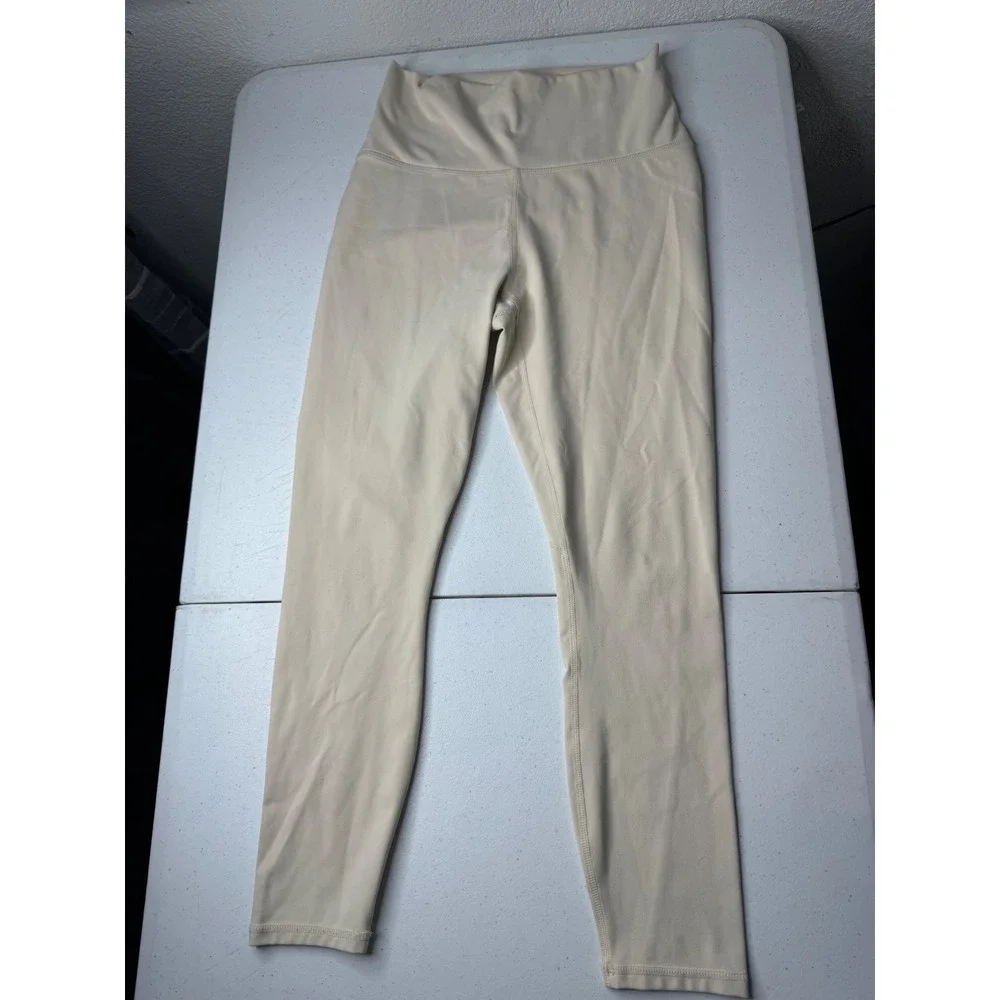 Fabletics PureLuxe High Waisted‎ Leggings Cream Beige Tan Yoga Pants Women Small
